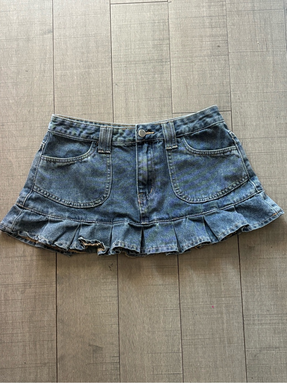 ♠️5/$25♠️Y2K Denim Ruffle Mini Skirt in Blue